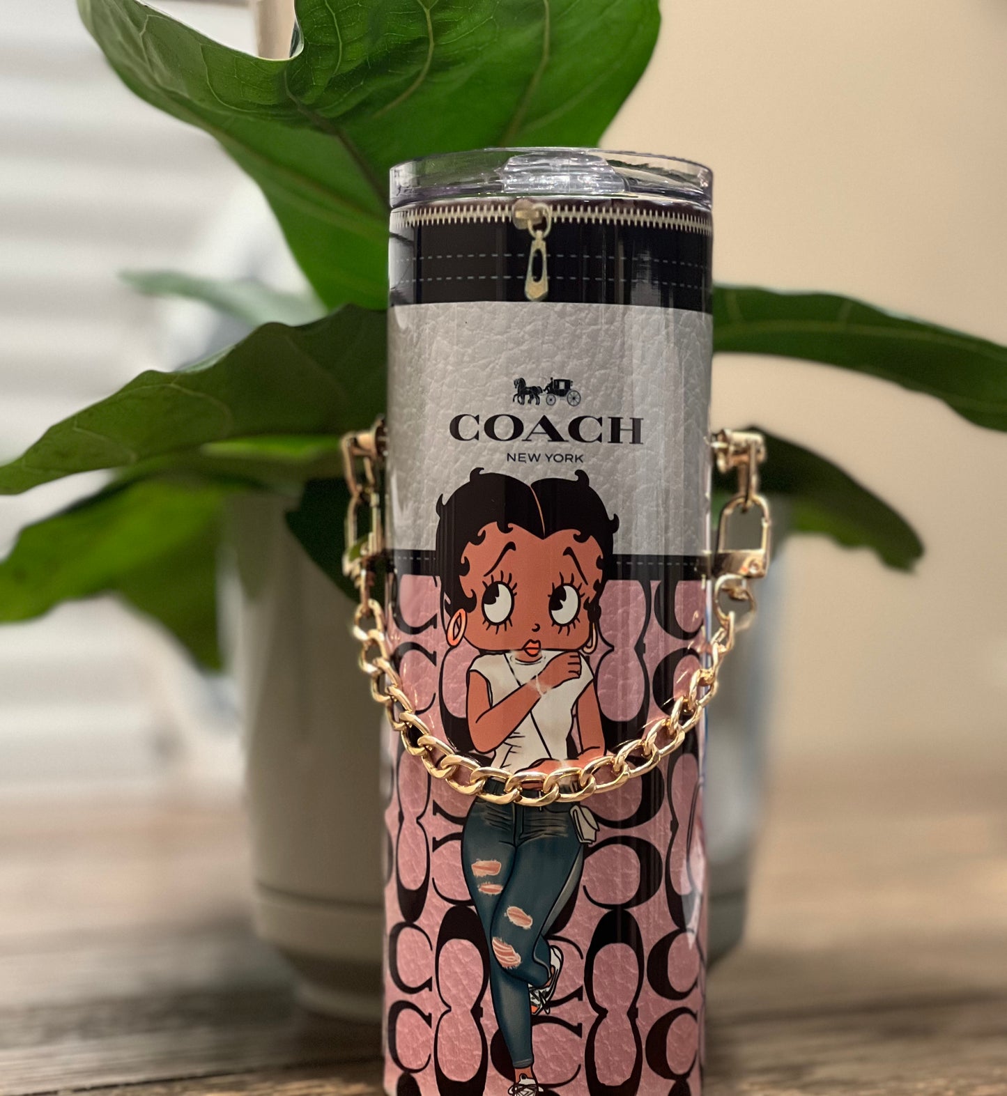 Betty Boop Coach with Gold Chain Tumbler