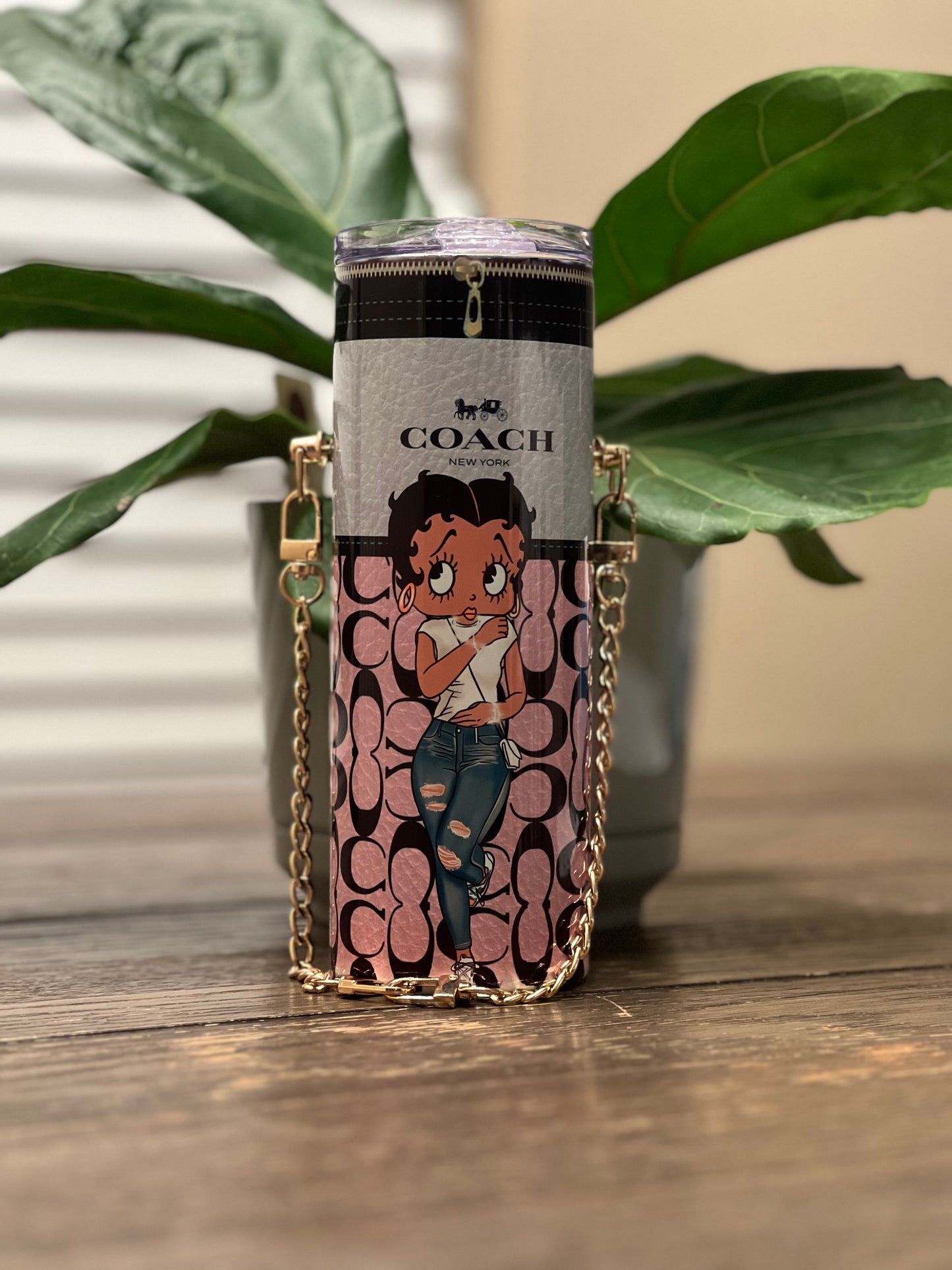 Betty Boop Coach with Gold Chain Tumbler